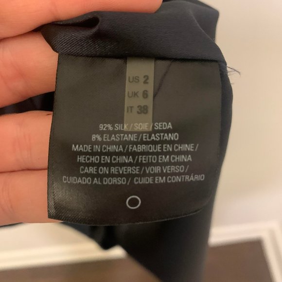 Elie Tahari Ruffle Neck Navy Silk Dress - TAG ON - Picture 6 of 6